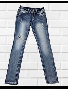 SOI State of Independence  Distressed Skinny Jeans Embroidered Pockets Size 3